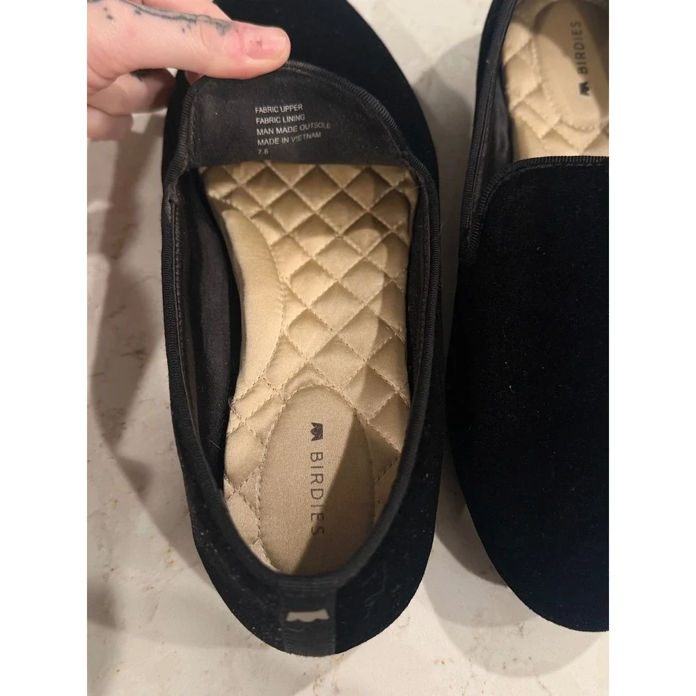 Birdies The Starling Black Velvet Loafers‎ Women 7.5 Smoking Slipper Flat Shoes
